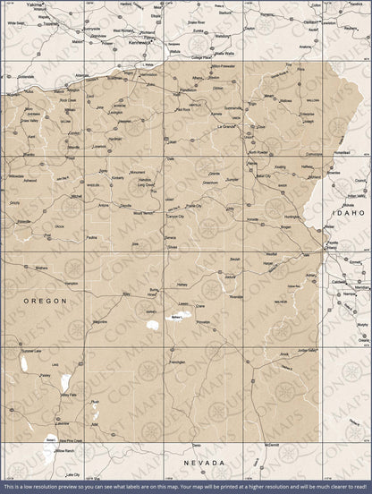 Oregon Map Poster - Light Brown Color Splash CM Poster