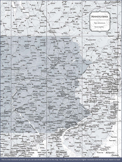 Push Pin Pennsylvania Map (Pin Board) - Light Gray Color Splash CM Pin Board