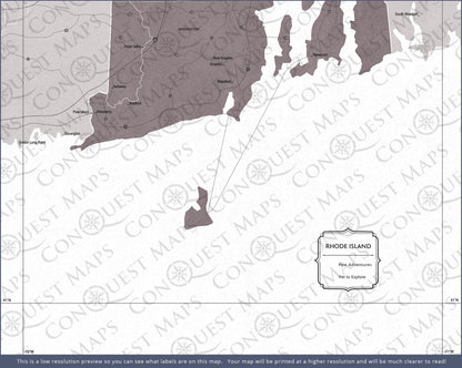 Rhode Island Map Poster - Dark Brown Color Splash CM Poster