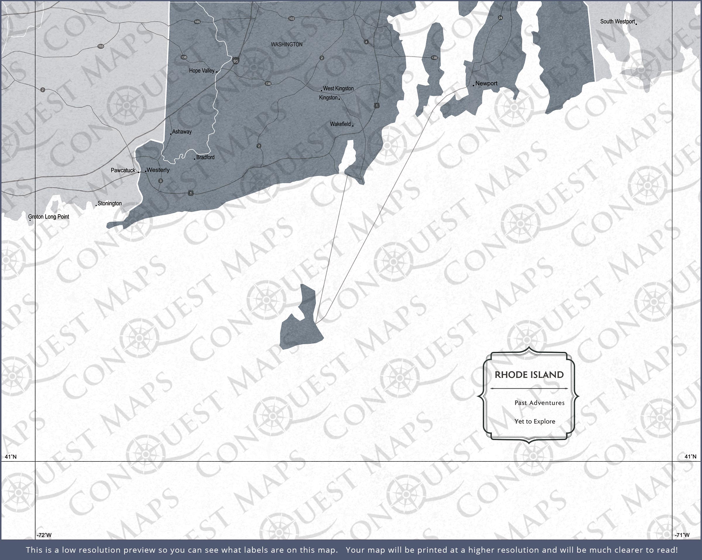 Rhode Island Map Poster - Dark Gray Color Splash CM Poster