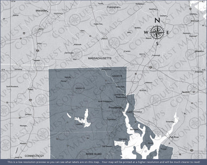 Push Pin Rhode Island Map (Pin Board) - Dark Gray Color Splash CM Pin Board