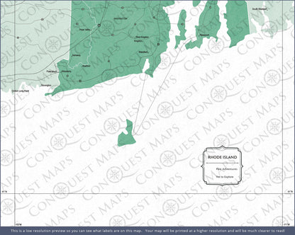 Rhode Island Map Poster - Green Color Splash CM Poster