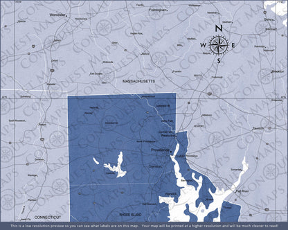 Rhode Island Map Poster - Navy Color Splash CM Poster