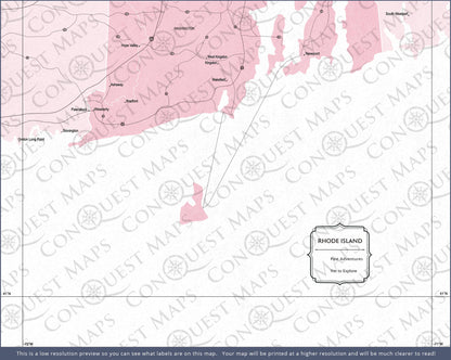 Rhode Island Map Poster - Pink Color Splash CM Poster