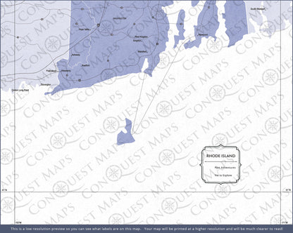 Push Pin Rhode Island Map (Pin Board) - Purple Color Splash CM Pin Board