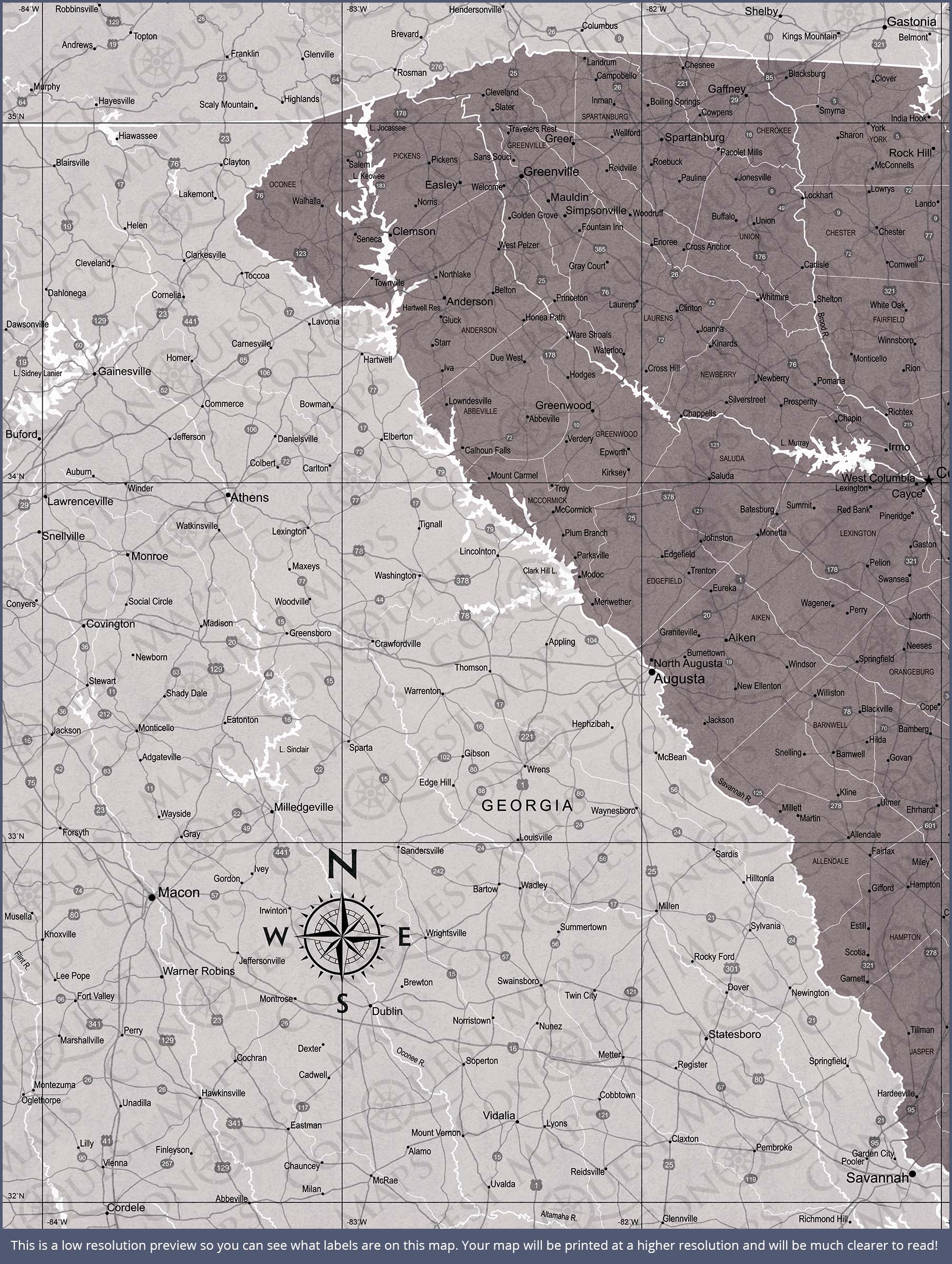 Push Pin South Carolina Map (Pin Board) - Dark Brown Color Splash CM Pin Board