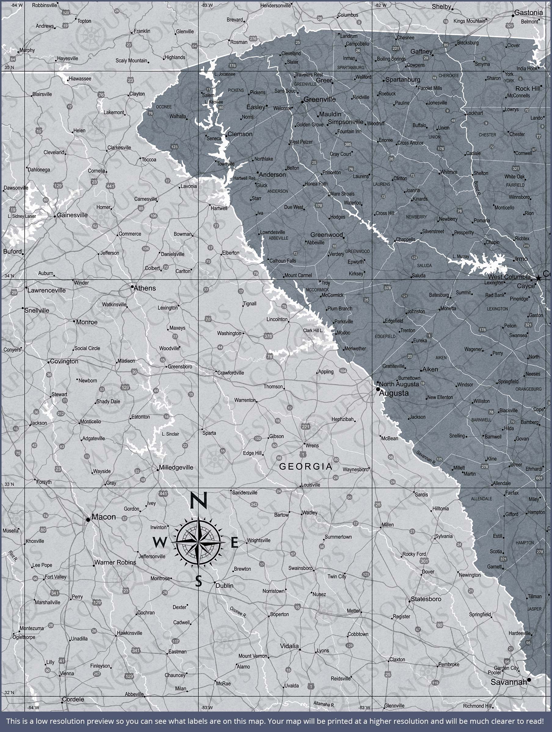 South Carolina Map Poster - Dark Gray Color Splash CM Poster