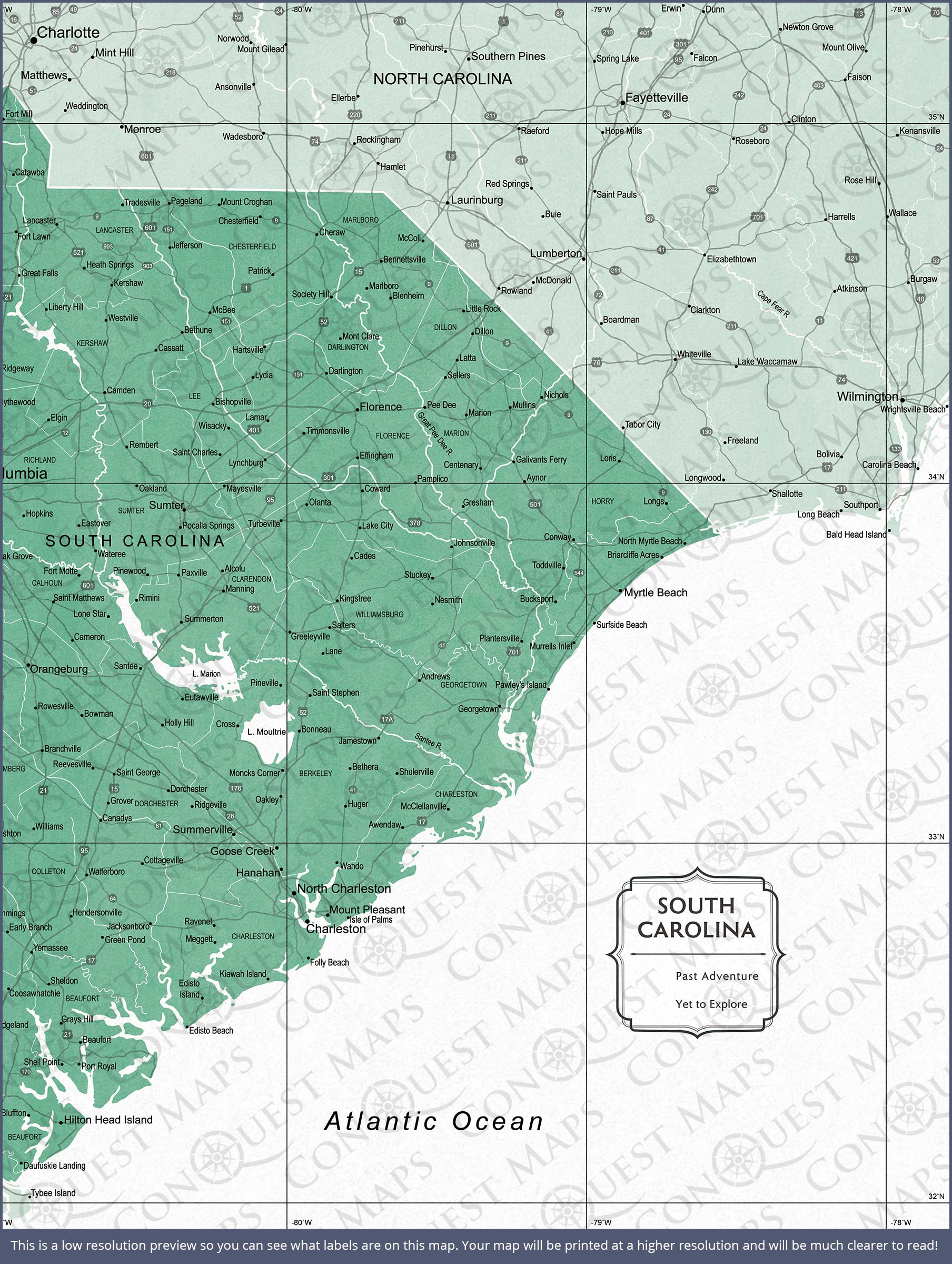 South Carolina Map Poster - Green Color Splash CM Poster