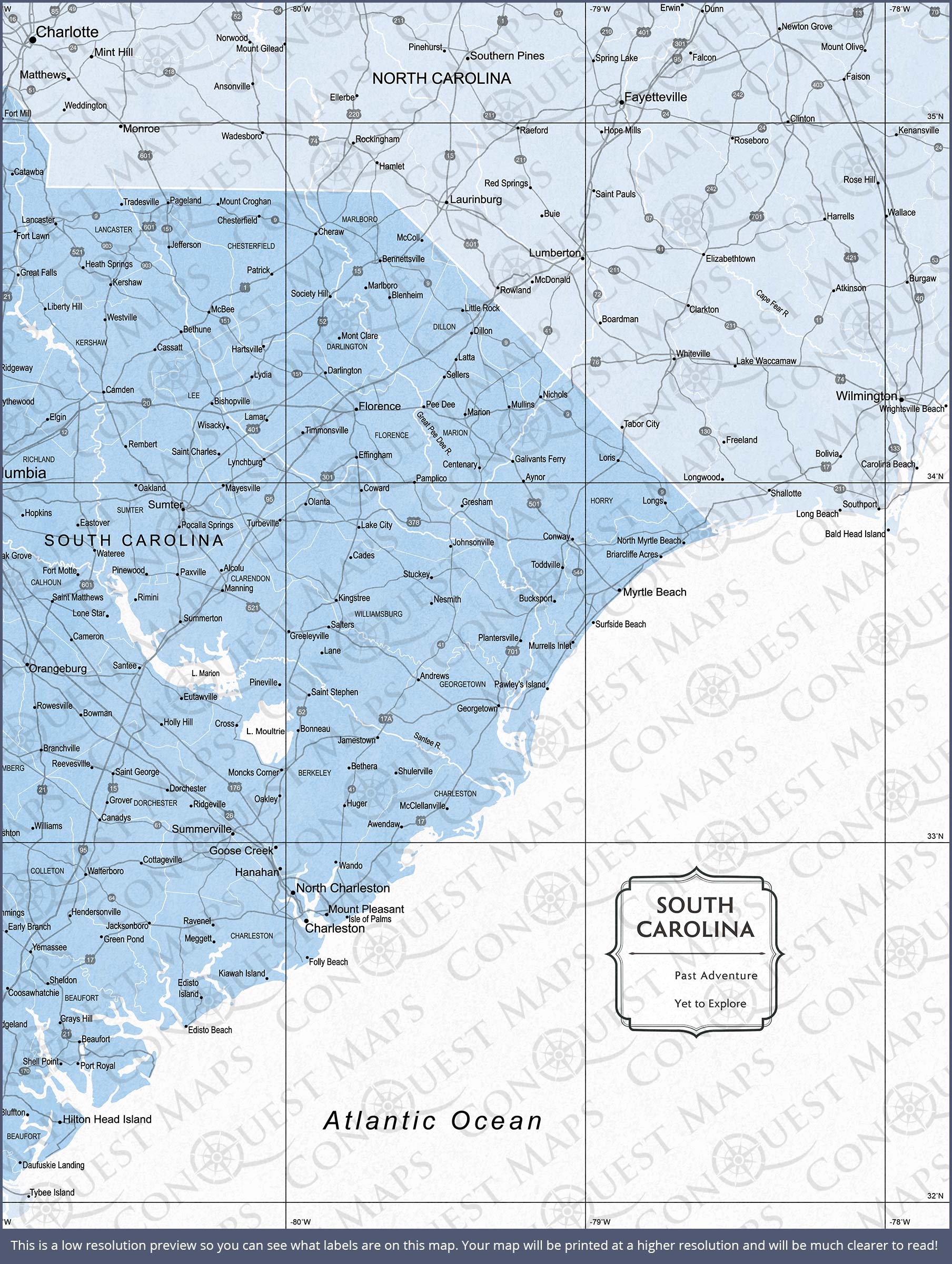 Push Pin South Carolina Map (Pin Board) - Light Blue Color Splash CM Pin Board