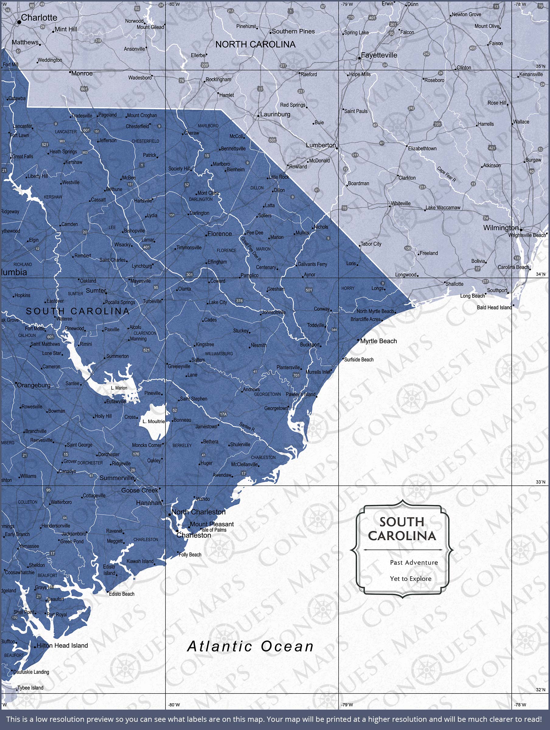 South Carolina Map Poster - Navy Color Splash CM Poster