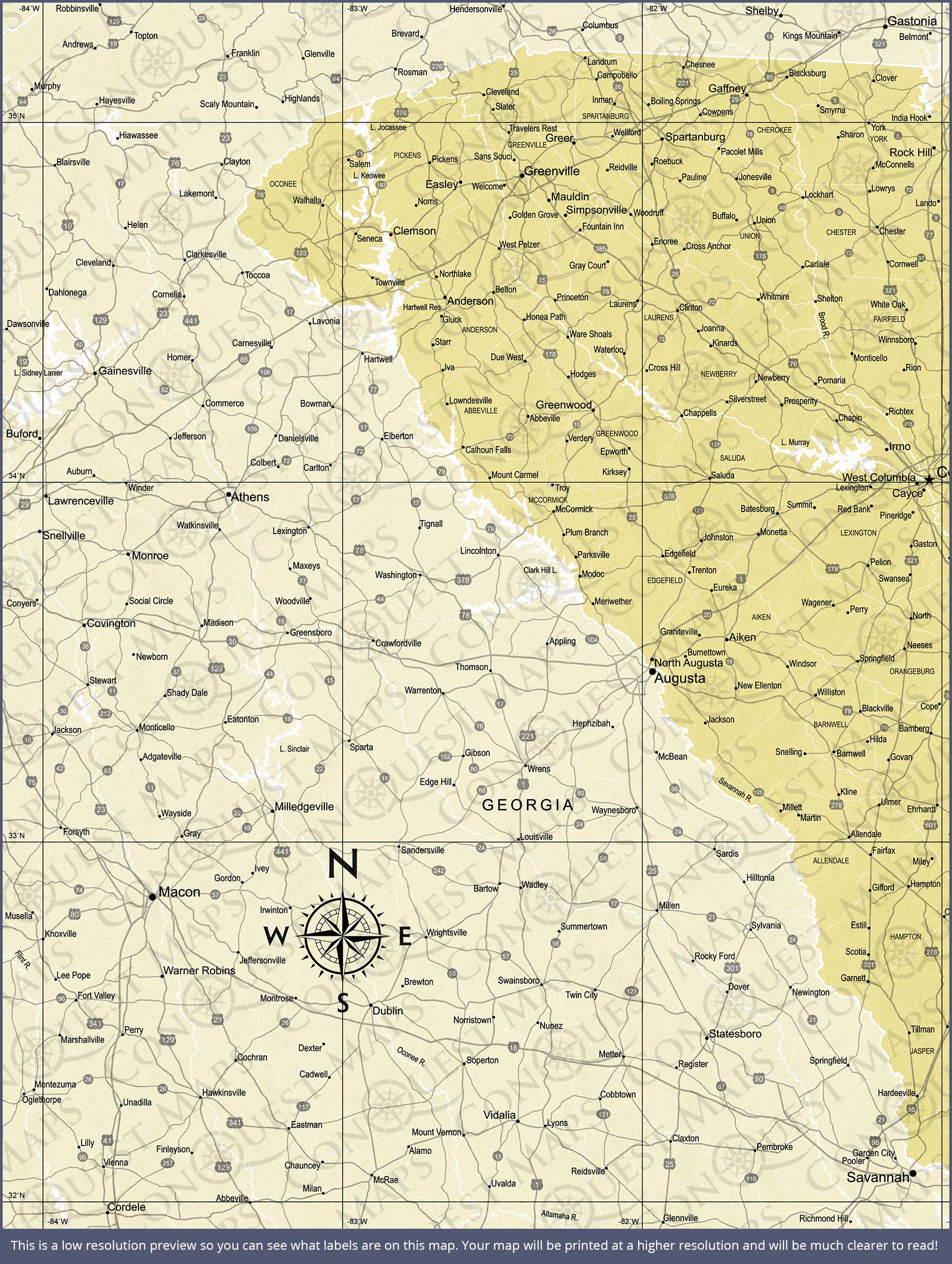 Push Pin South Carolina Map (Pin Board) - Yellow Color Splash CM Pin Board