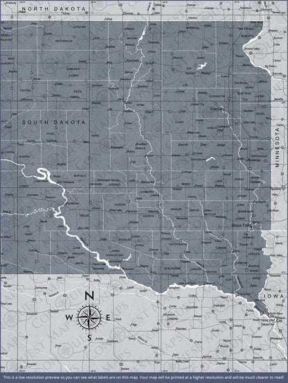 Push Pin South Dakota Map (Pin Board) - Dark Gray Color Splash CM Pin Board