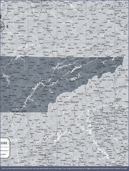 Tennessee Map Poster - Dark Gray Color Splash CM Poster