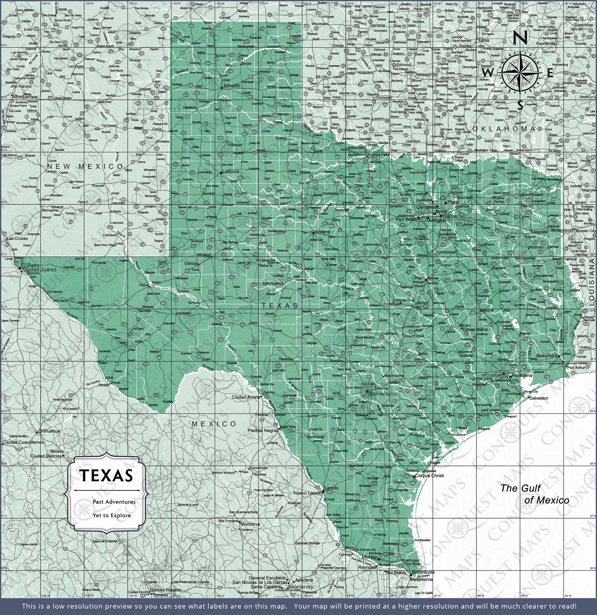 Push Pin Texas Map (Pin Board) - Green Color Splash CM Pin Board