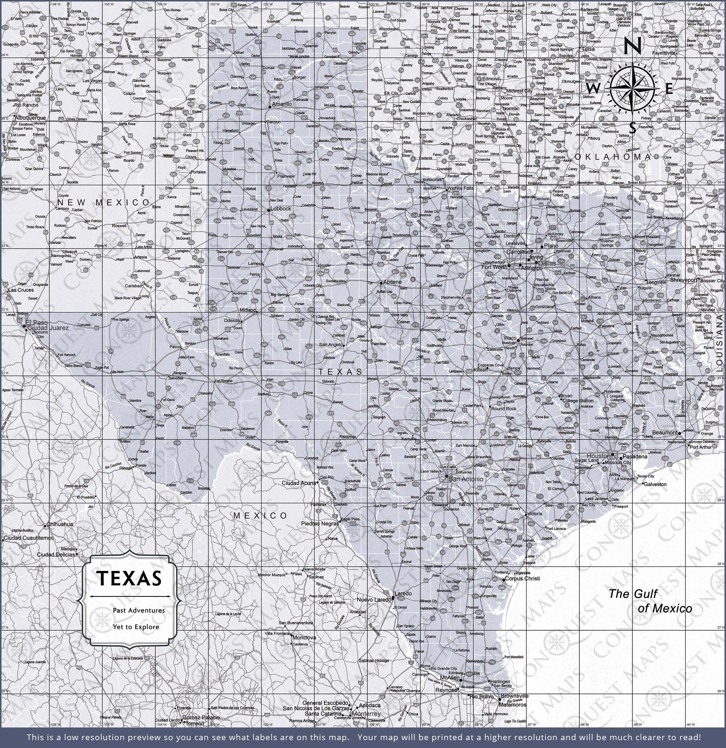 Texas Map Poster - Light Gray Color Splash CM Poster