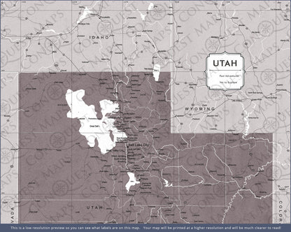 Push Pin Utah Map (Pin Board) - Dark Brown Color Splash CM Pin Board