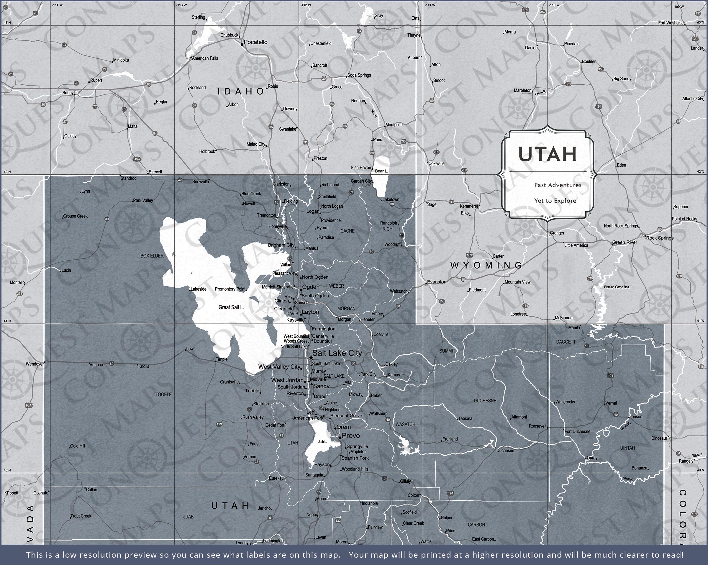 Utah Map Poster - Dark Gray Color Splash CM Poster