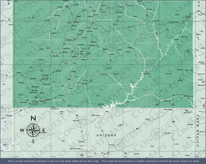 Utah Map Poster - Green Color Splash CM Poster