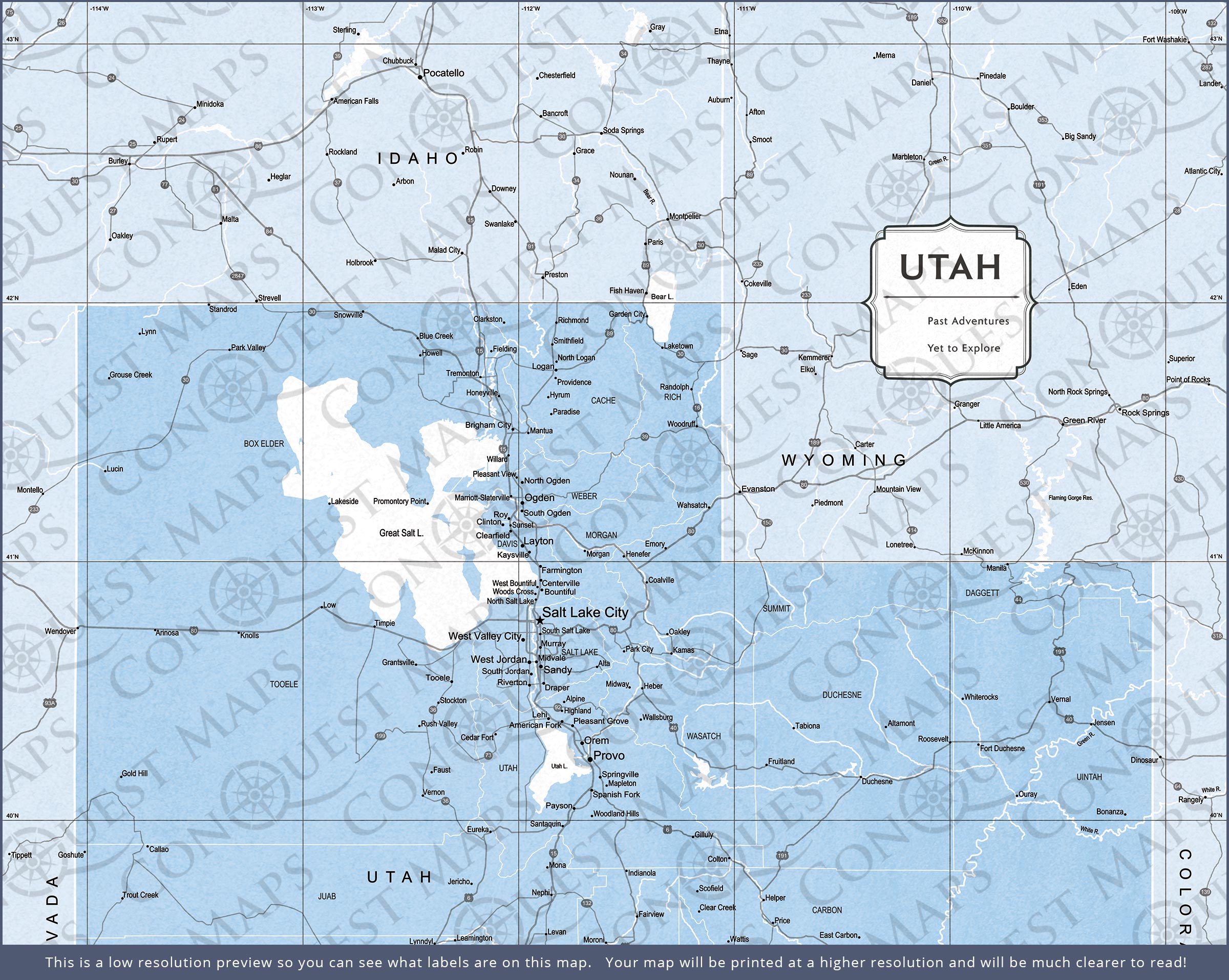 Push Pin Utah Map (Pin Board) - Light Blue Color Splash CM Pin Board