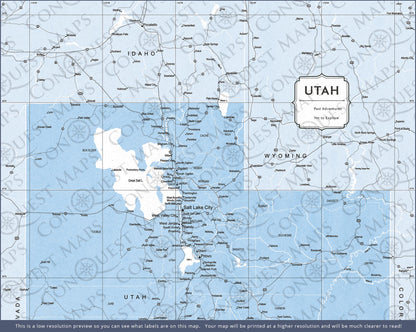 Push Pin Utah Map (Pin Board) - Light Blue Color Splash CM Pin Board