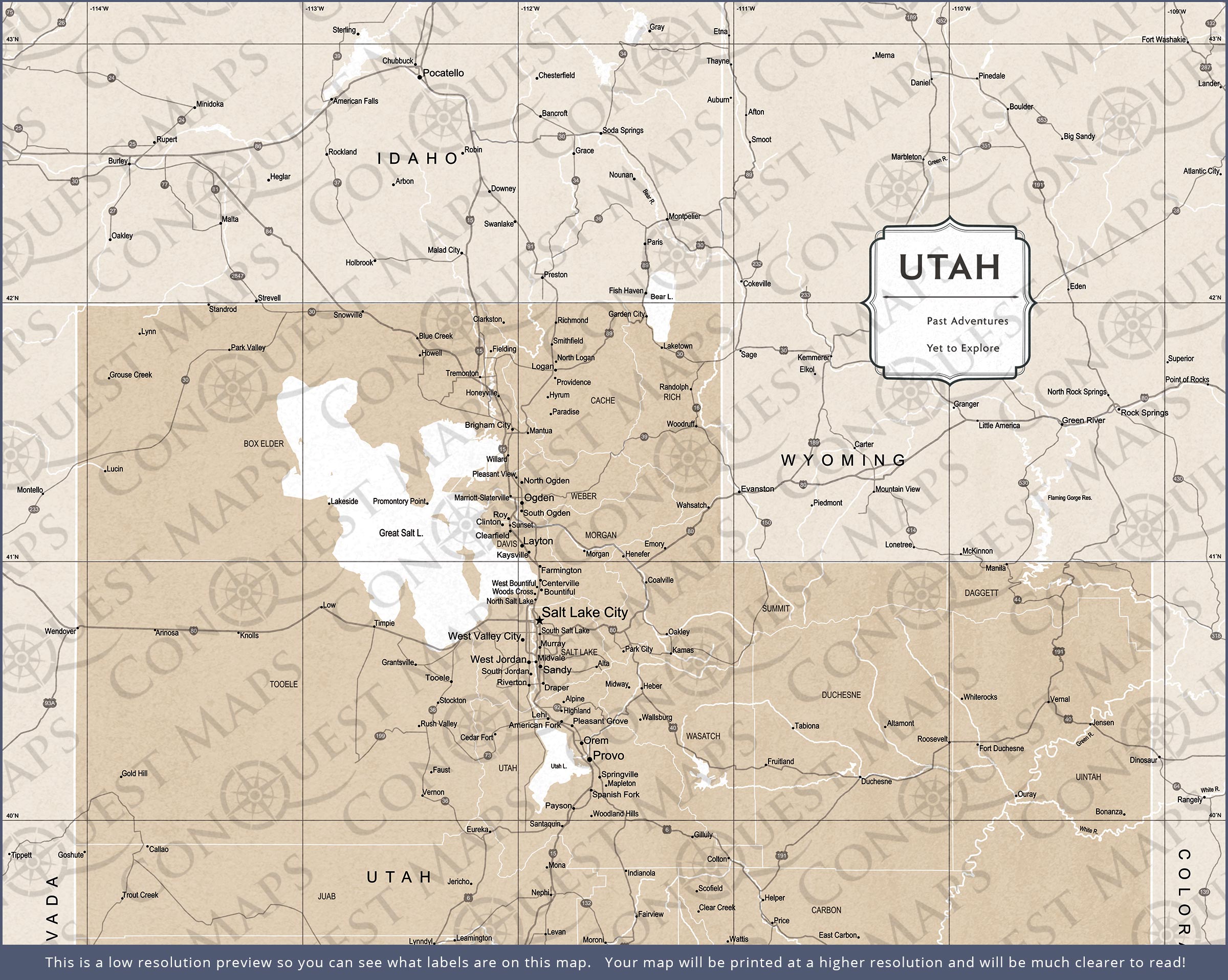 Utah Map Poster - Light Brown Color Splash CM Poster