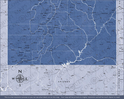 Utah Map Poster - Navy Color Splash CM Poster