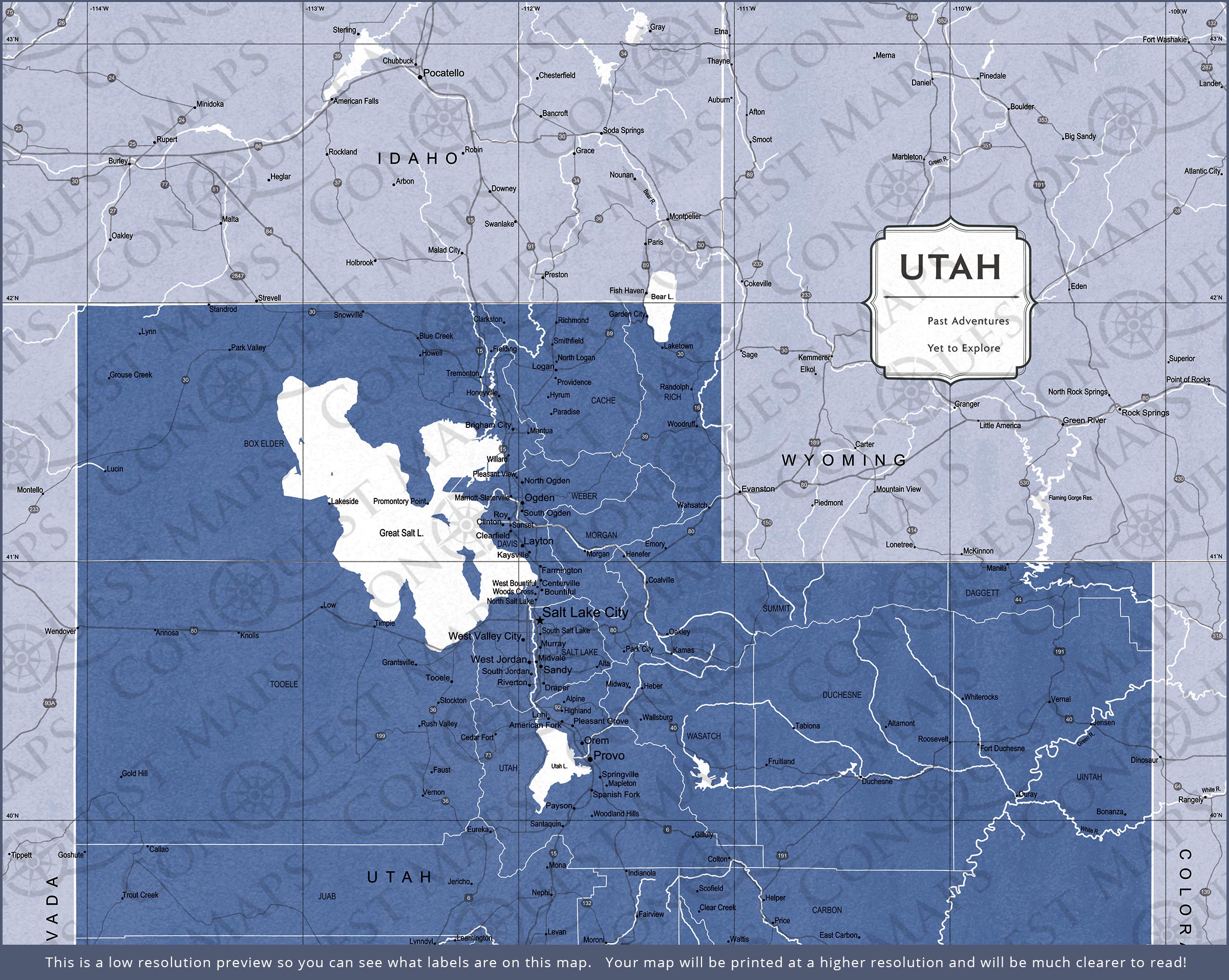 Utah Map Poster - Navy Color Splash CM Poster