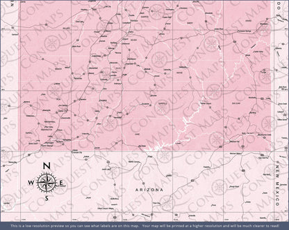 Utah Map Poster - Pink Color Splash CM Poster