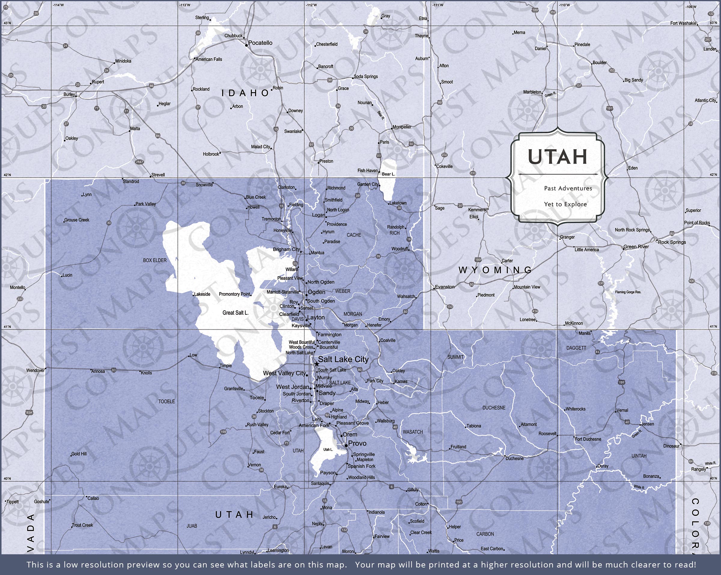 Push Pin Utah Map (Pin Board) - Purple Color Splash CM Pin Board