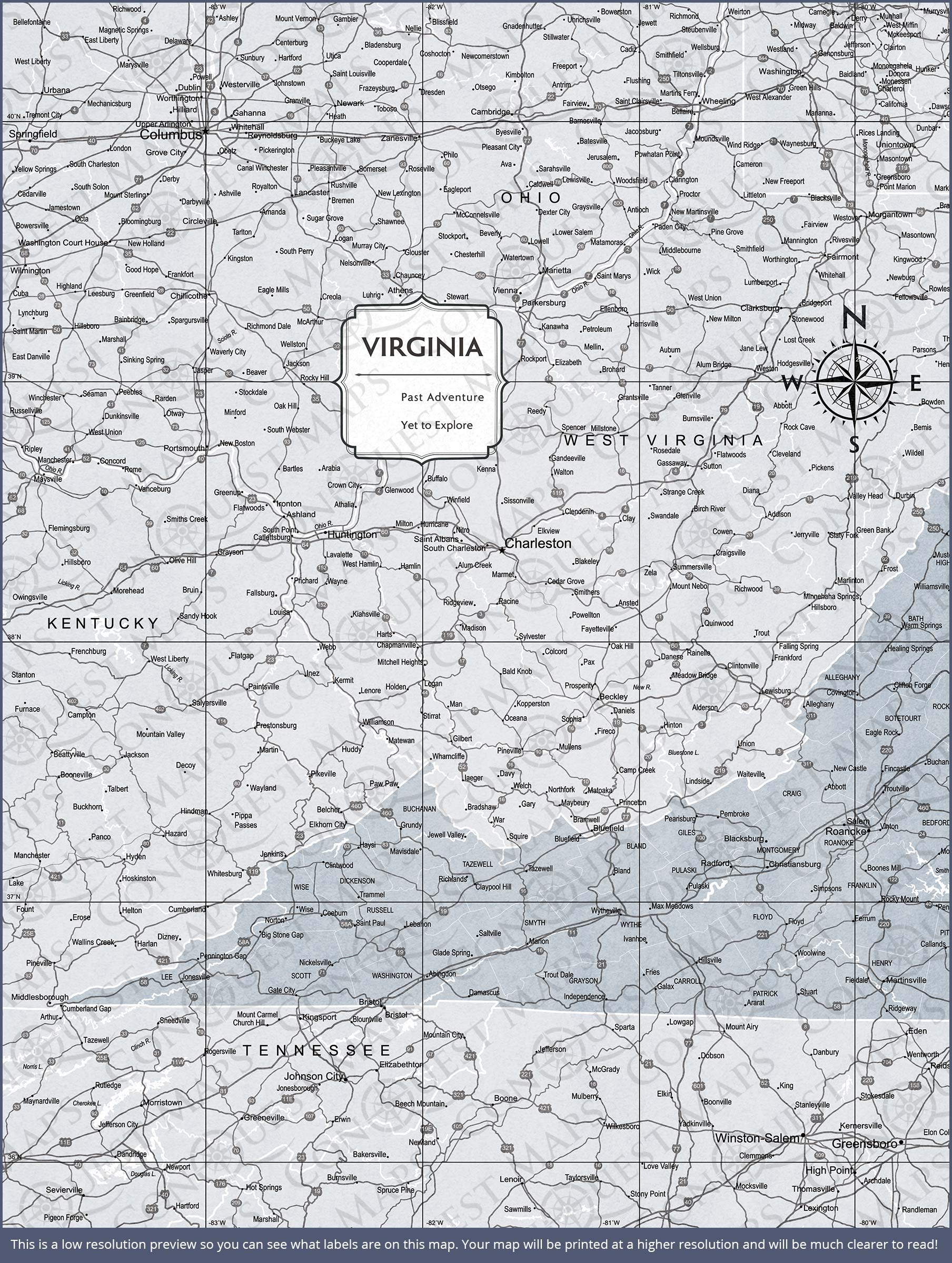 Virginia Map Poster - Light Gray Color Splash CM Poster