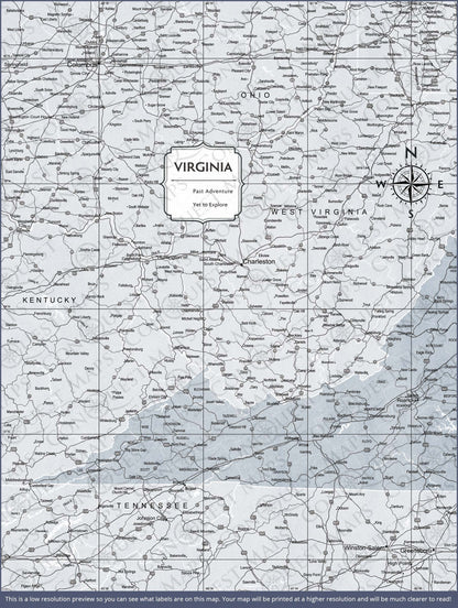 Push Pin Virginia Map (Pin Board) - Light Gray Color Splash CM Pin Board