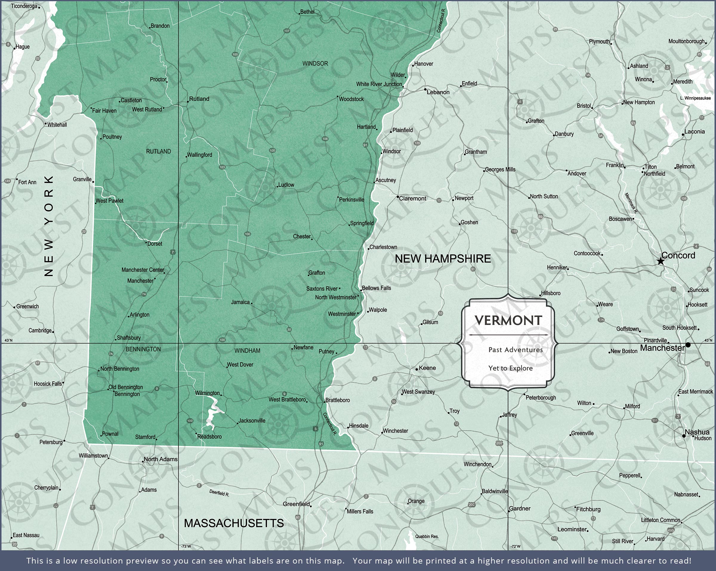 Vermont Map Poster - Green Color Splash CM Poster