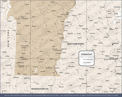 Push Pin Vermont Map (Pin Board) - Light Brown Color Splash CM Pin Board