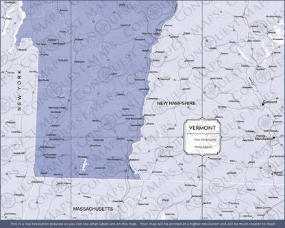 Push Pin Vermont Map (Pin Board) - Purple Color Splash CM Pin Board