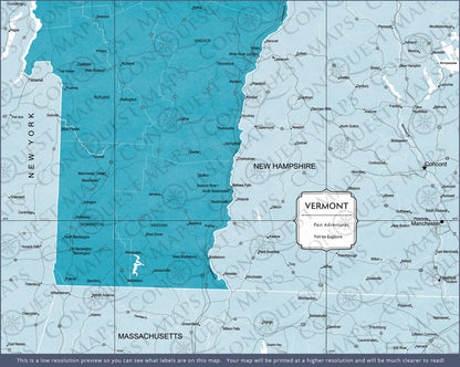 Push Pin Vermont Map (Pin Board) - Teal Color Splash CM Pin Board