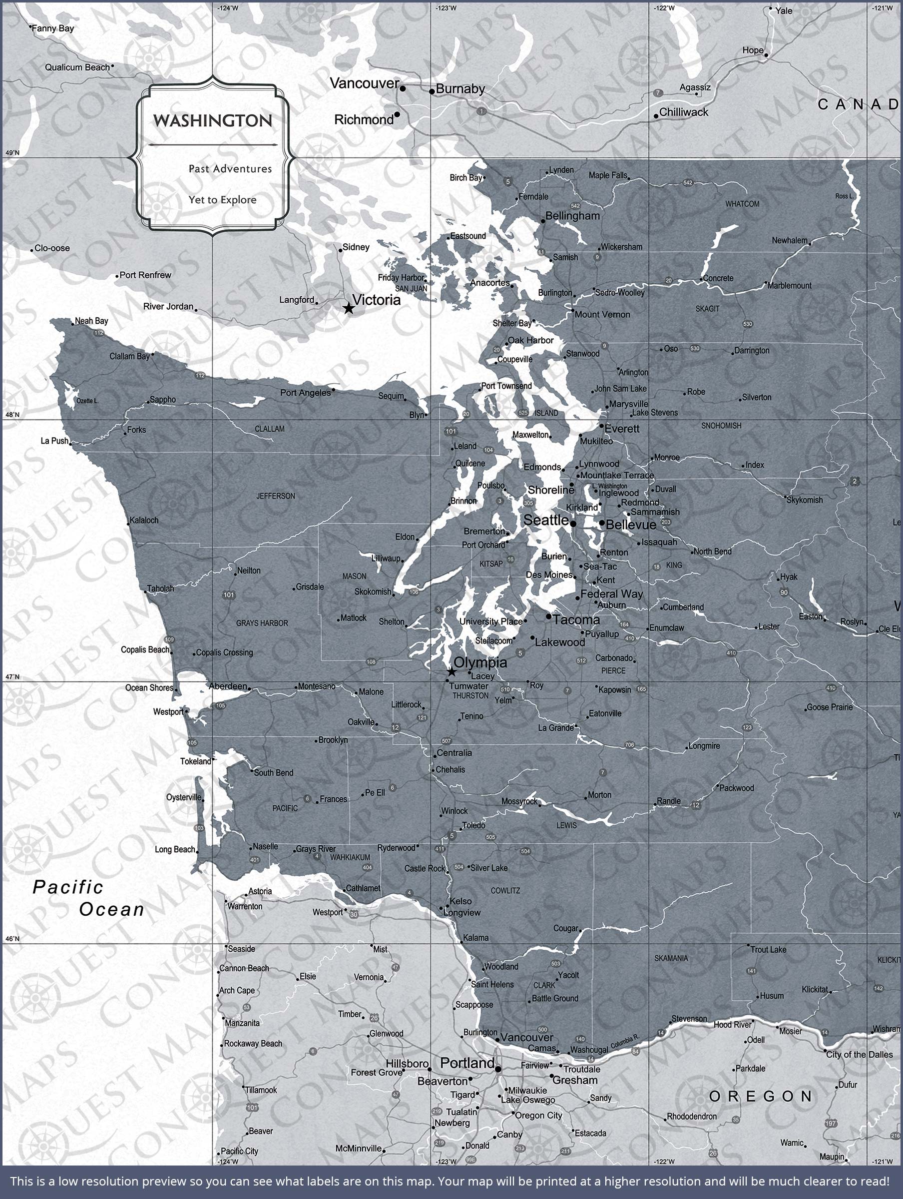 Push Pin Washington Map (Pin Board) - Dark Gray Color Splash CM Pin Board