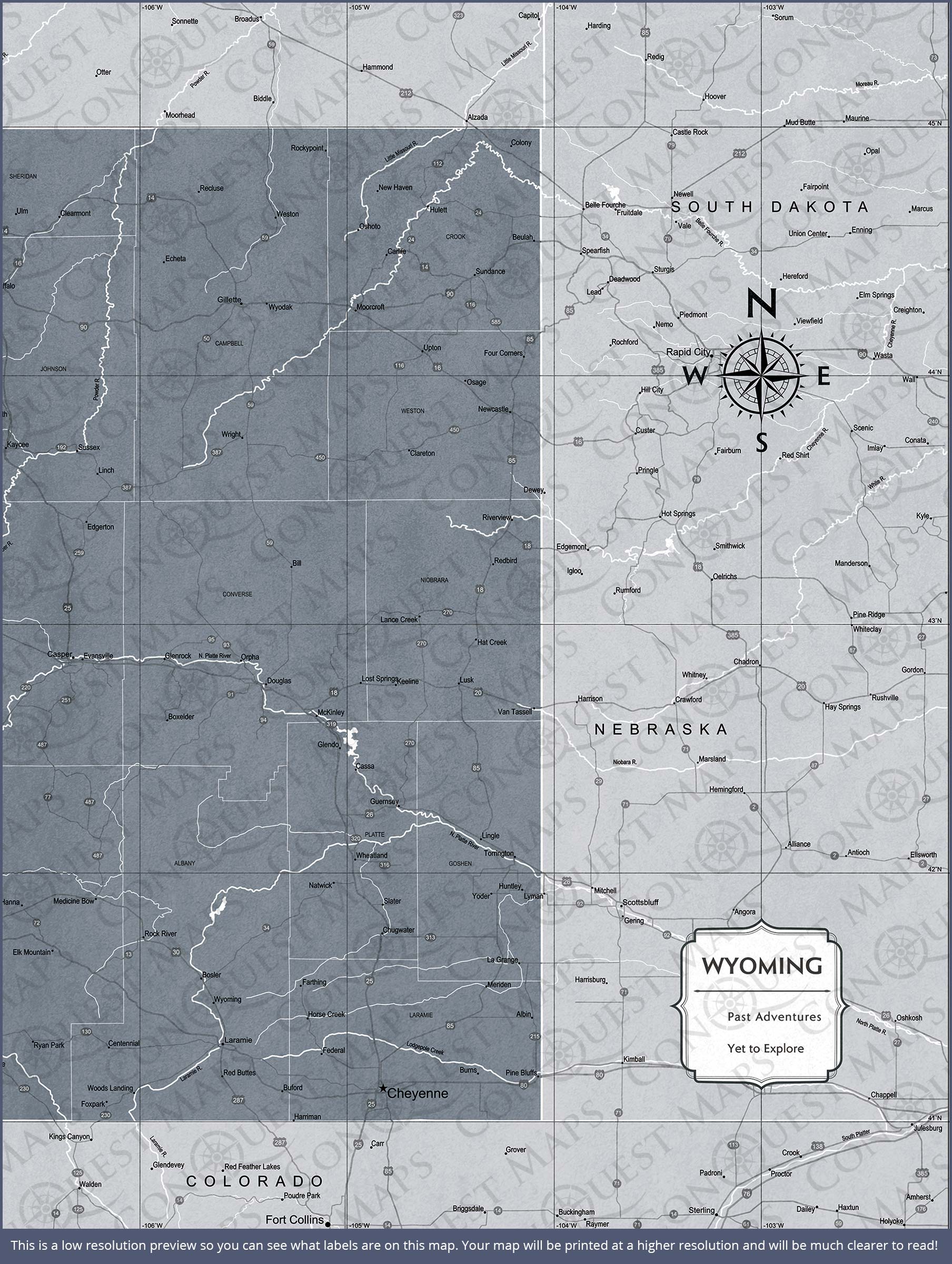 Push Pin Wyoming Map (Pin Board) - Dark Gray Color Splash CM Pin Board