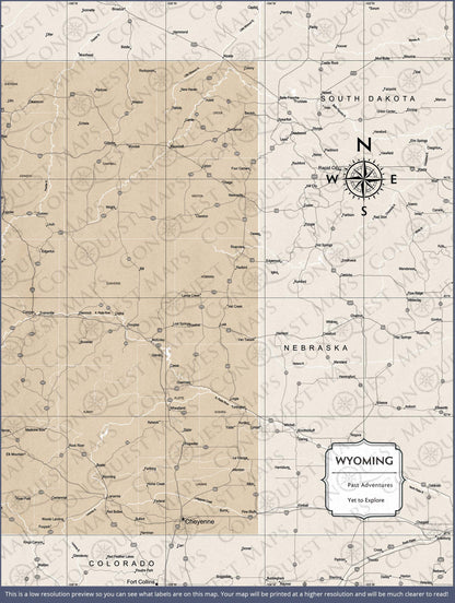 Wyoming Map Poster - Light Brown Color Splash CM Poster