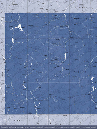 Push Pin Wyoming Map (Pin Board) - Navy Color Splash CM Pin Board