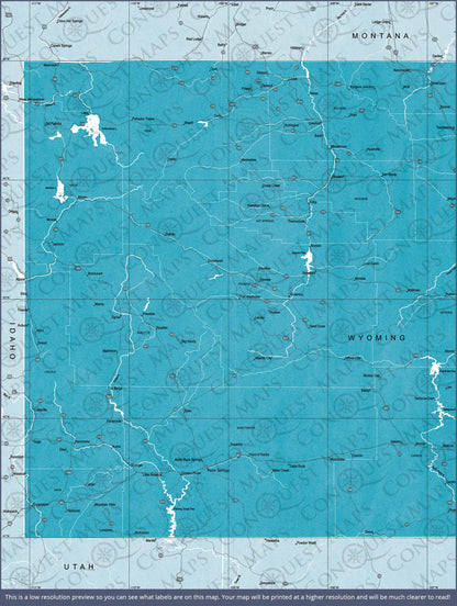 Push Pin Wyoming Map (Pin Board) - Teal Color Splash CM Pin Board