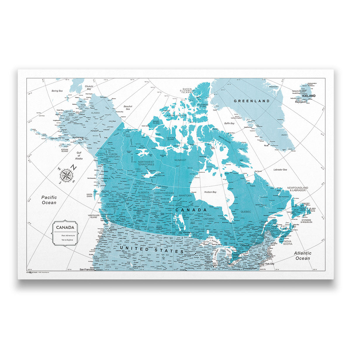 Push Pin Canada Map (Pin Board) - Teal Color Splash CM Pin Board