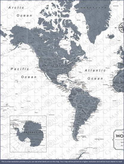 Push Pin World Map (Pin Board) - Dark Gray Color Splash CM Pin Board