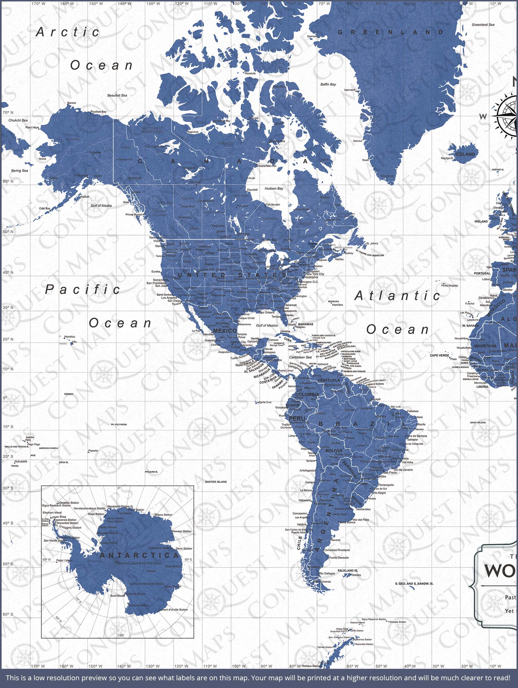 Push Pin World Map (Pin Board) - Navy Color Splash CM Pin Board