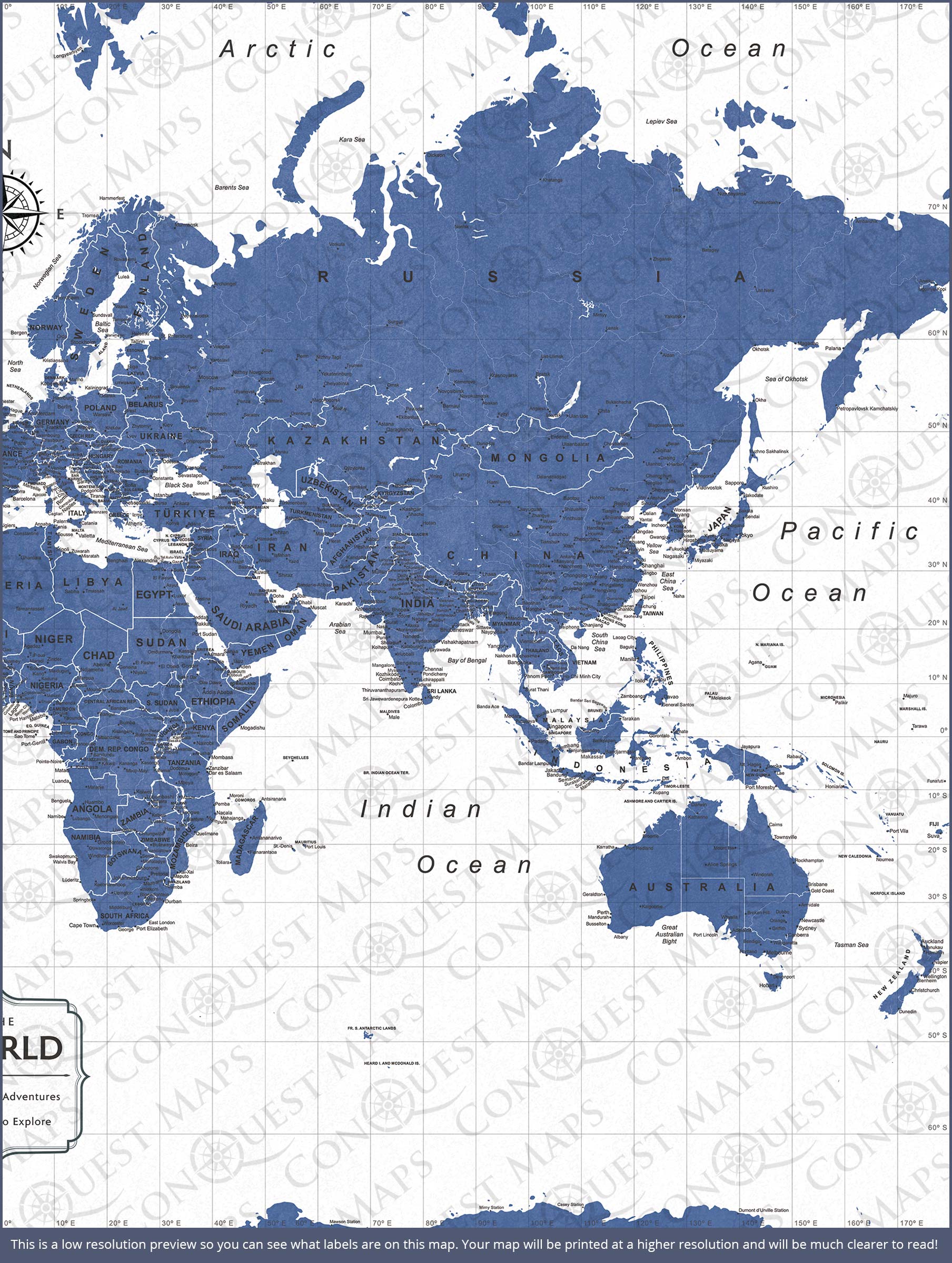 Push Pin World Map (Pin Board) - Navy Color Splash CM Pin Board