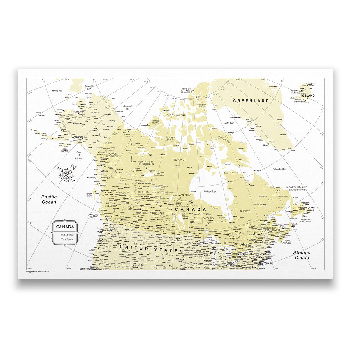 Push Pin Canada Map (Pin Board) - Yellow Color Splash CM Pin Board