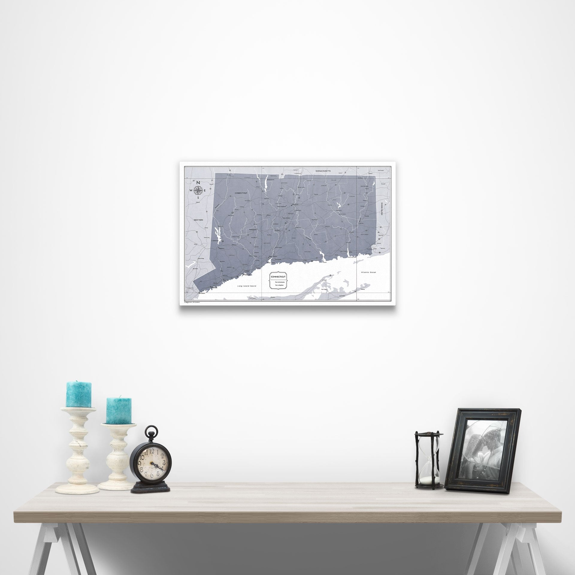 Connecticut Map Poster - Dark Gray Color Splash CM Poster