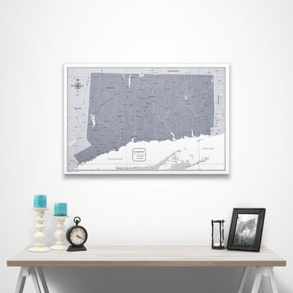 Connecticut Map Poster - Dark Gray Color Splash CM Poster