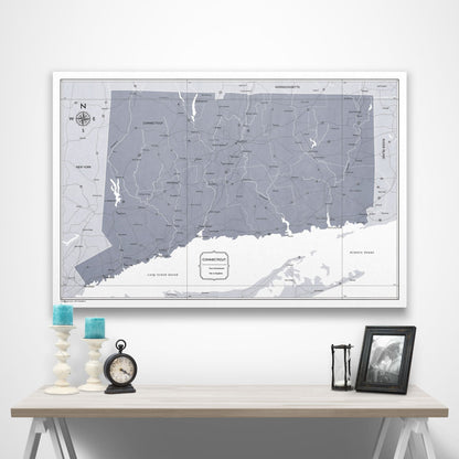 Connecticut Map Poster - Dark Gray Color Splash CM Poster