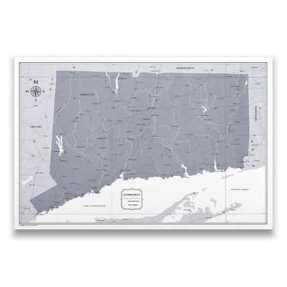 Connecticut Map Poster - Dark Gray Color Splash CM Poster