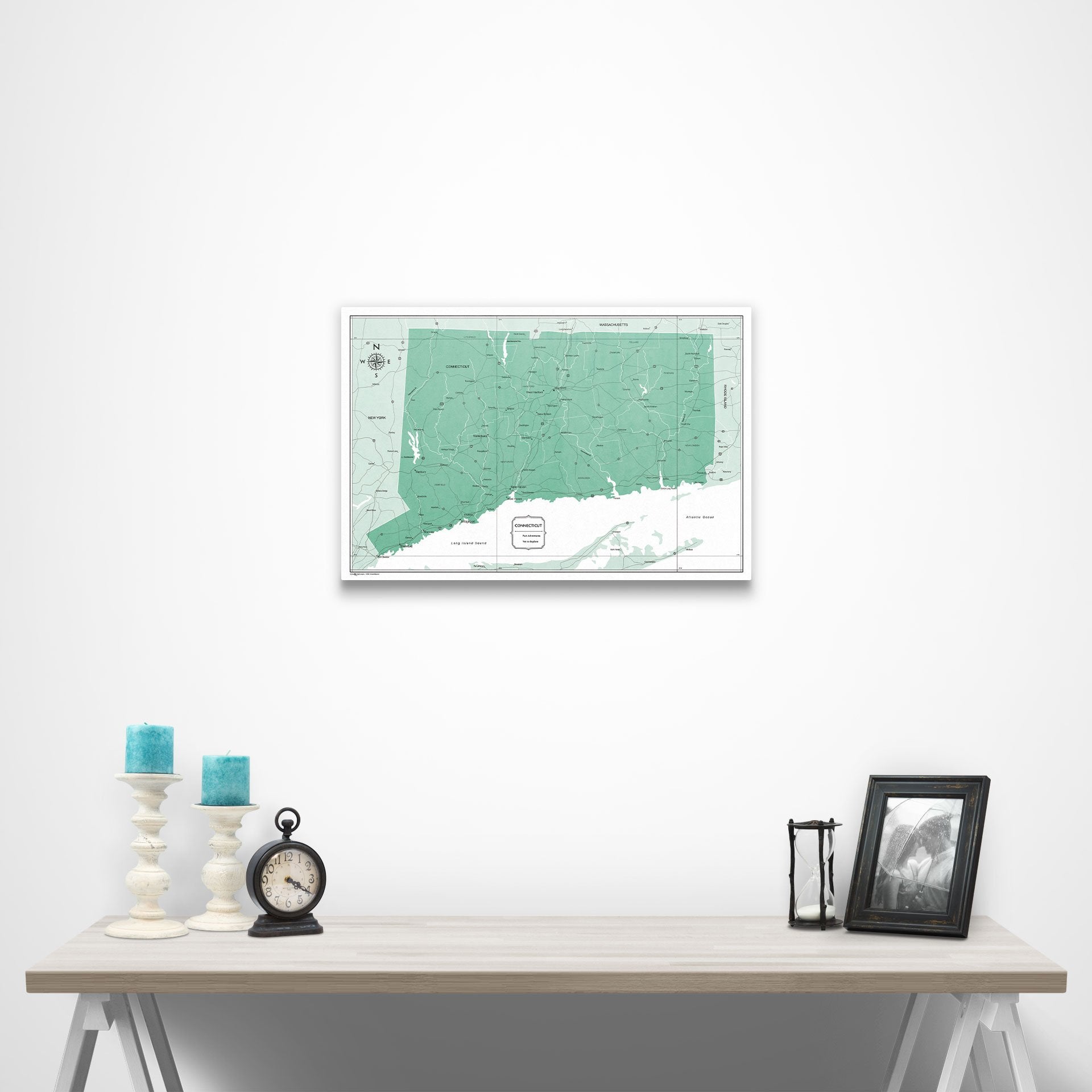 Connecticut Map Poster - Green Color Splash CM Poster